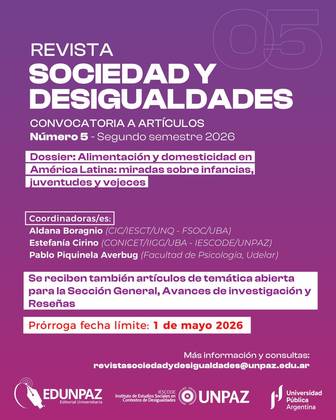 Quinto número Revista Sociedad y Desigualdades - UNPAZ